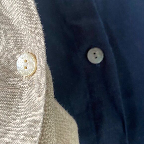 size L large J. Jill love 100% linen beige button blouse short sleeve - Picture 7 of 7